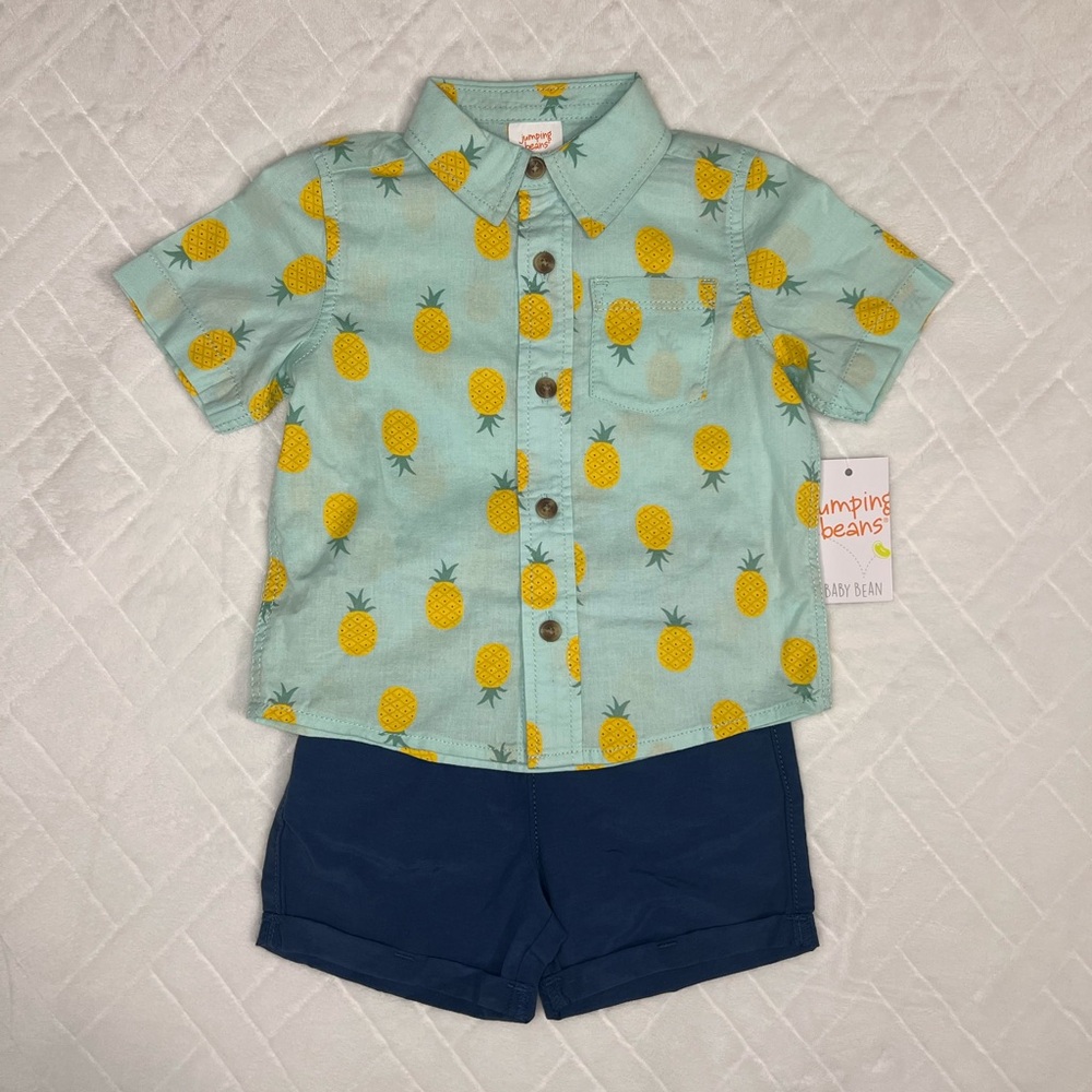 JUMPING NEANS BABY BEANS 2pc SHIRT AND SHORTS SET NWT
